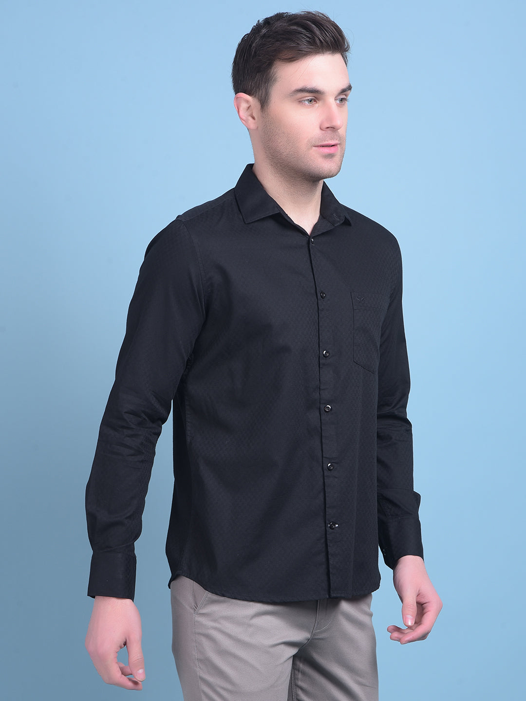 Black 100% Cotton Shirt-Men Shirts-Crimsoune Club