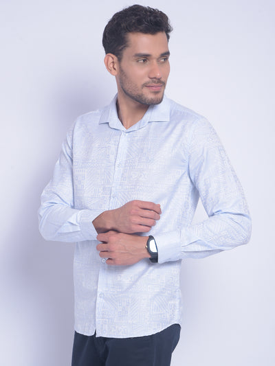 Blue Printed Shirt-Men Shirts-Crimsoune Club