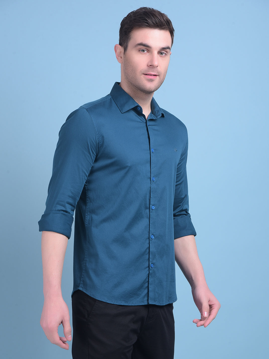 Green Cotton Shirt-Men Shirts-Crimsoune Club