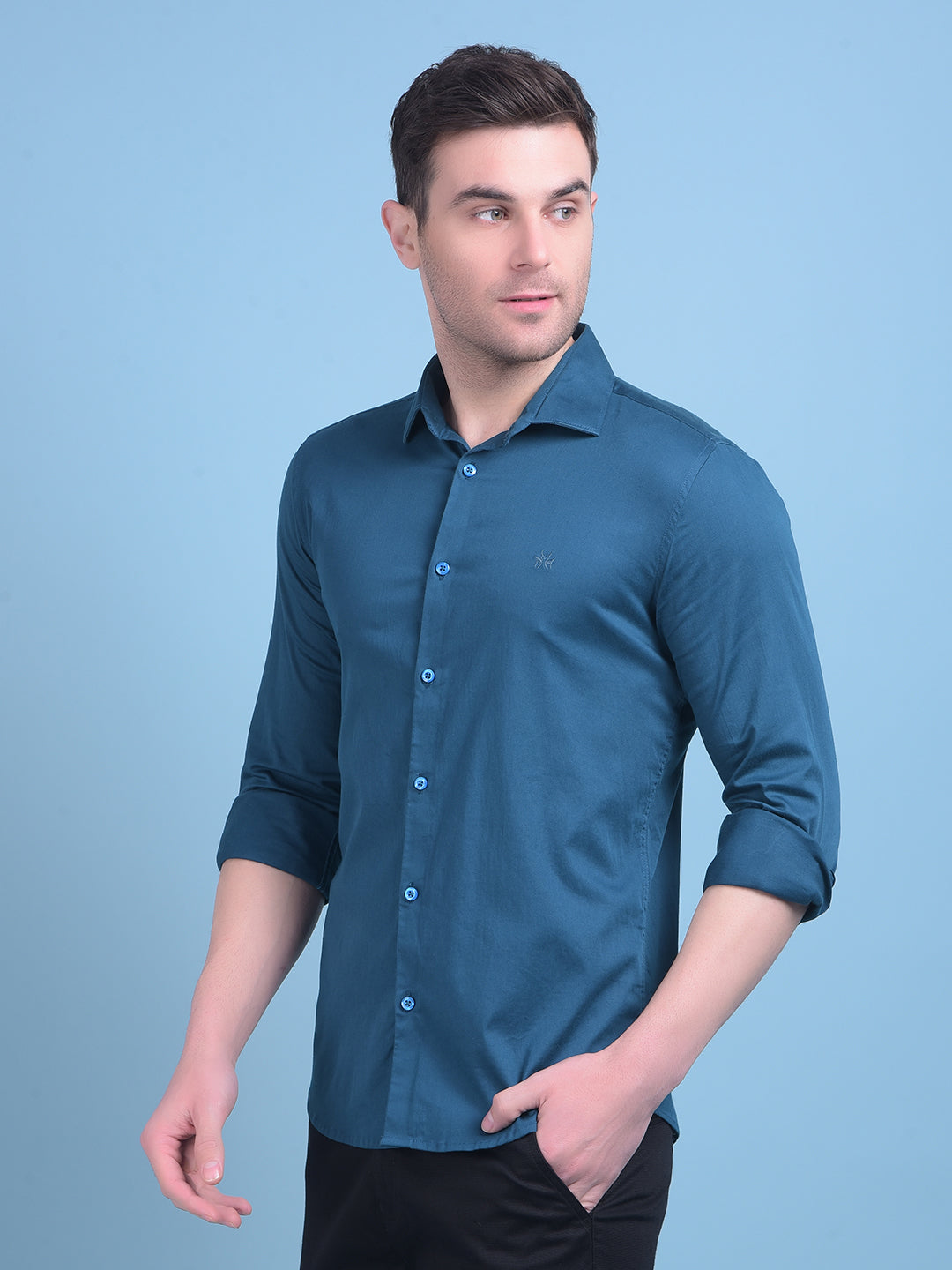 Green Cotton Shirt-Men Shirts-Crimsoune Club