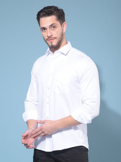 White 100% Cotton Shirt-Men Shirts-Crimsoune Club