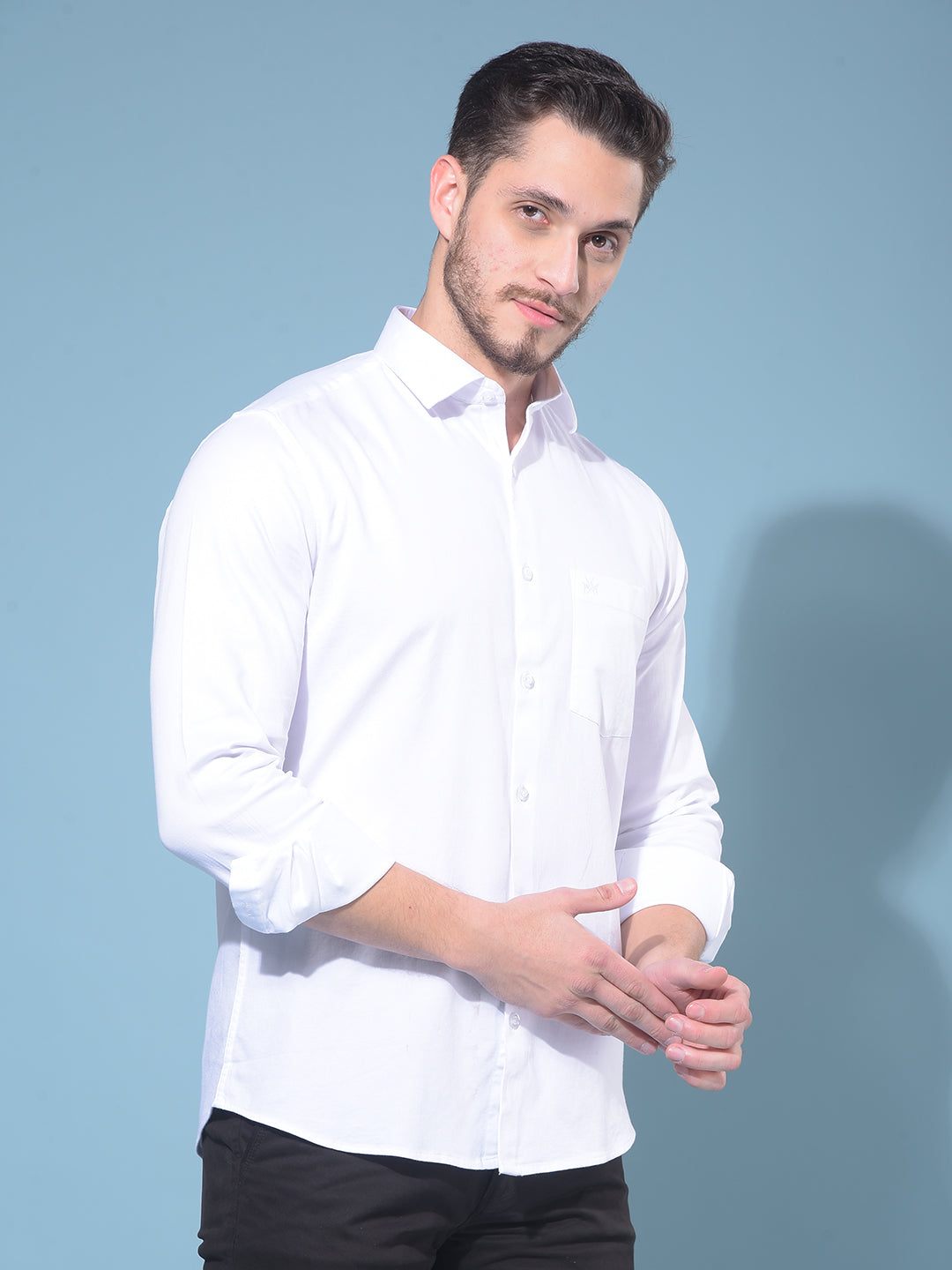 White 100% Cotton Shirt-Men Shirts-Crimsoune Club