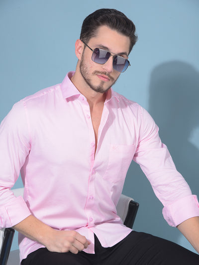 Pink 100% Cotton Shirt-Men Shirts-Crimsoune Club