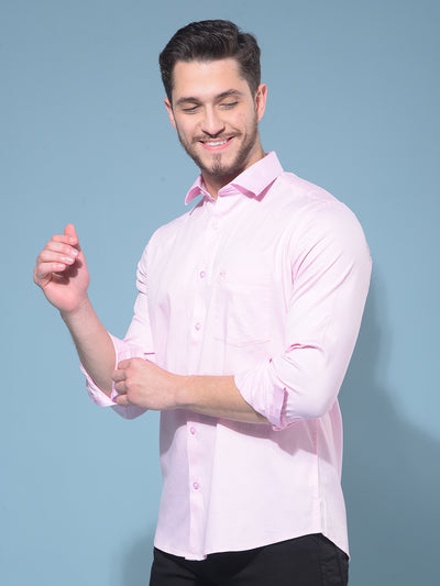 Pink 100% Cotton Shirt-Men Shirts-Crimsoune Club