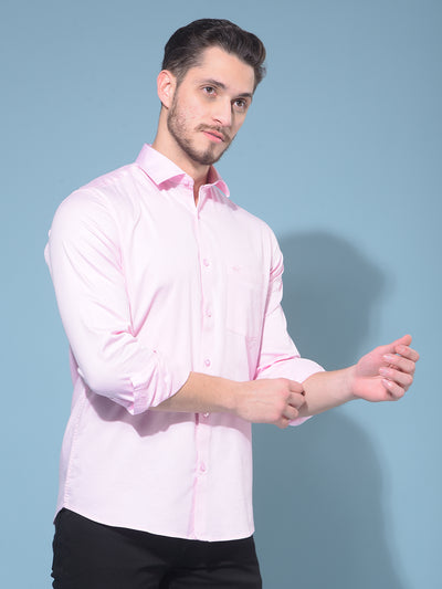 Pink 100% Cotton Shirt-Men Shirts-Crimsoune Club