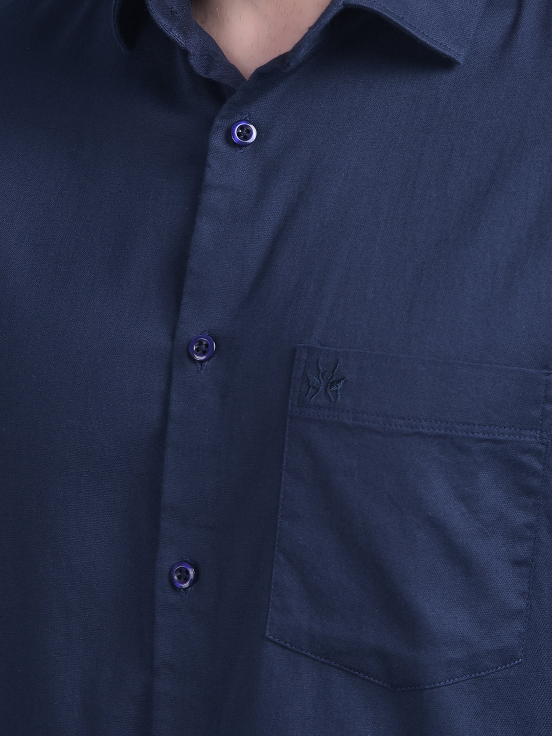 Navy Blue Cotton Shirt-Men Shirts-Crimsoune Club