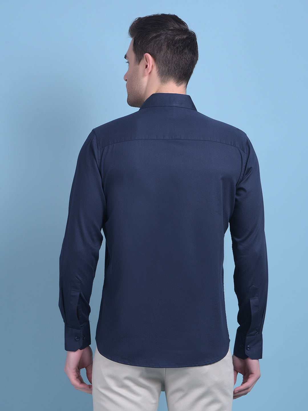 Navy Blue Cotton Shirt-Men Shirts-Crimsoune Club