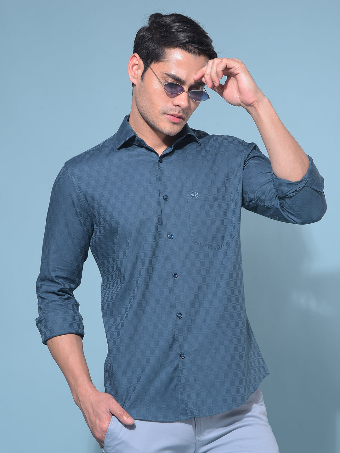 Green Printed 100% Cotton Shirt-Men Shirts-Crimsoune Club