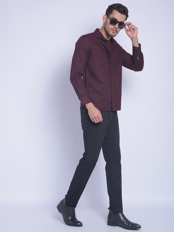 Wine Printed Shirt-Men Shirts-Crimsoune Club