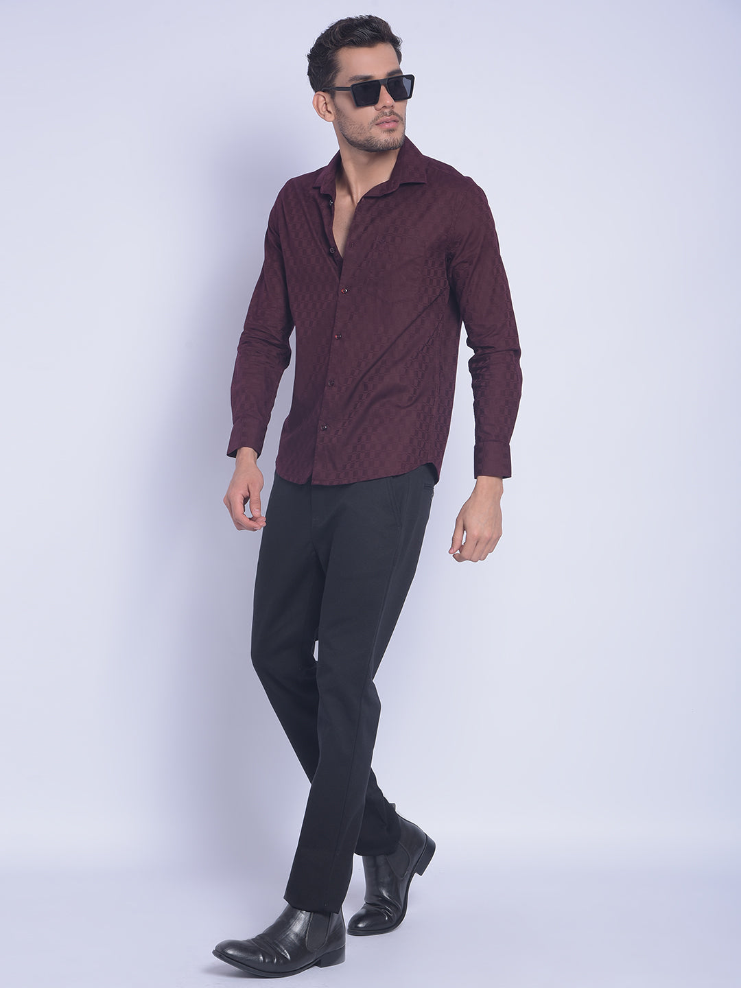 Wine Printed Shirt-Men Shirts-Crimsoune Club