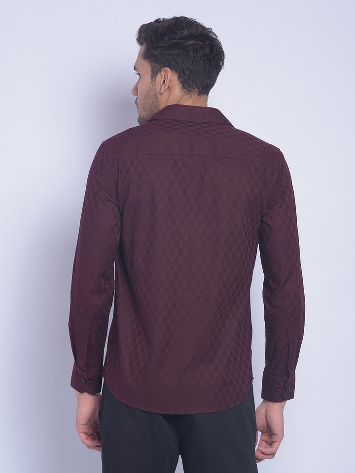 Wine Printed Shirt-Men Shirts-Crimsoune Club