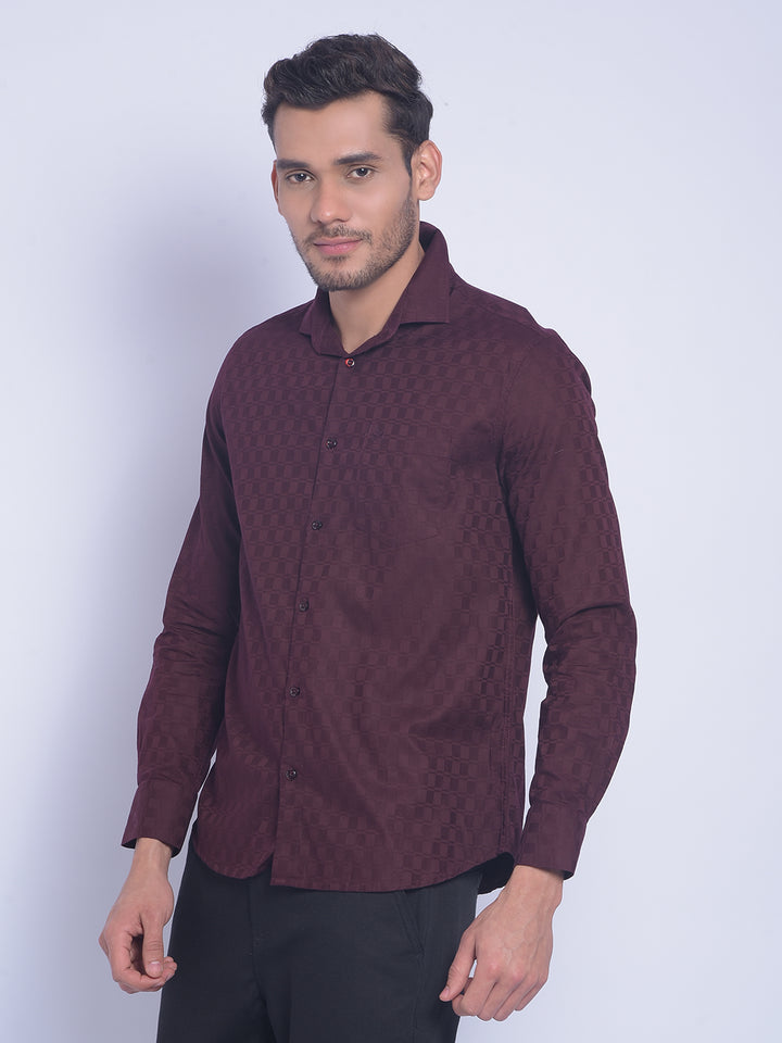 Wine Printed Shirt-Men Shirts-Crimsoune Club
