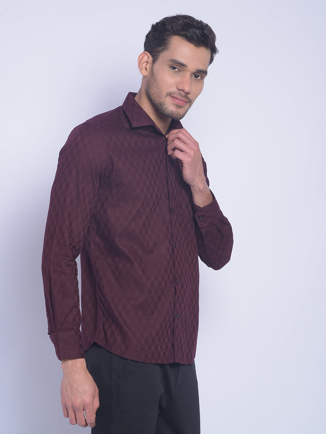 Wine Printed Shirt-Men Shirts-Crimsoune Club