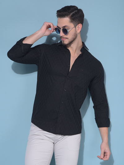 Black 100% Cotton Printed Shirt-Men Shirts-Crimsoune Club