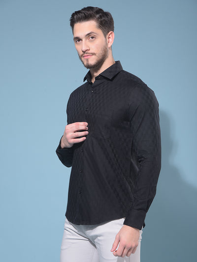 Black 100% Cotton Printed Shirt-Men Shirts-Crimsoune Club