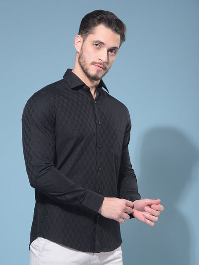 Black 100% Cotton Printed Shirt-Men Shirts-Crimsoune Club