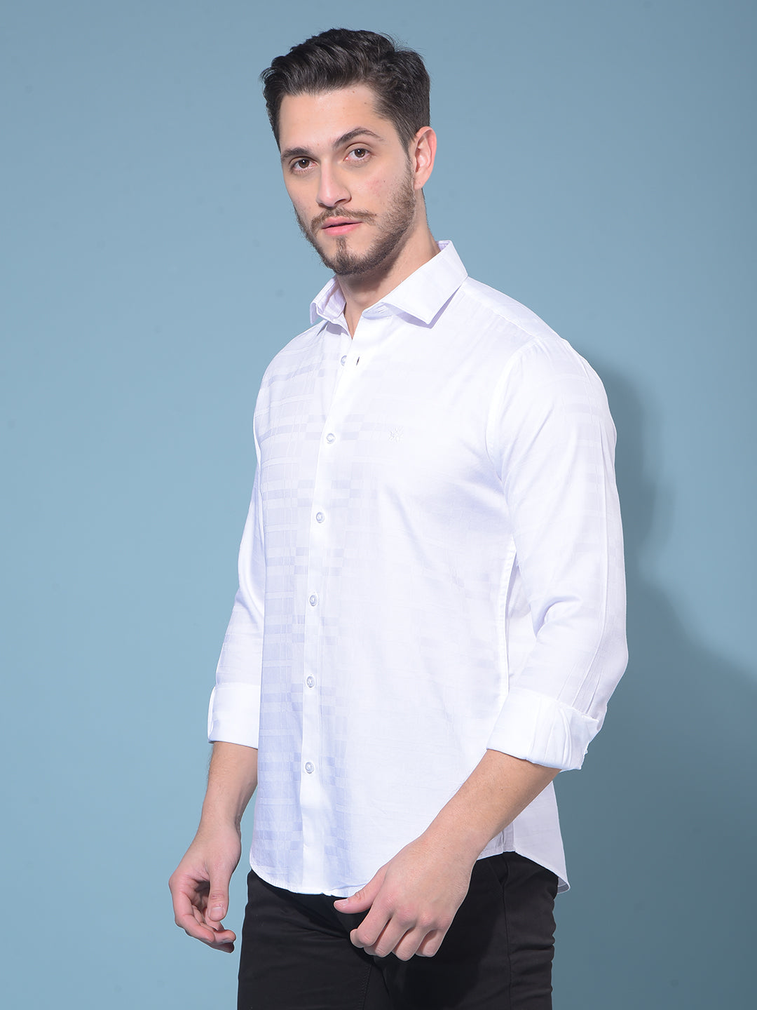 White Tartan Check Shirt-Men Shirts-Crimsoune Club