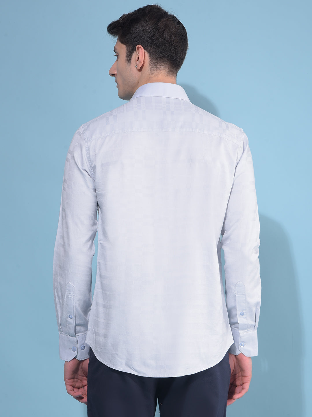 Grey Printed Cotton Shirt-Men Shirts-Crimsoune Club