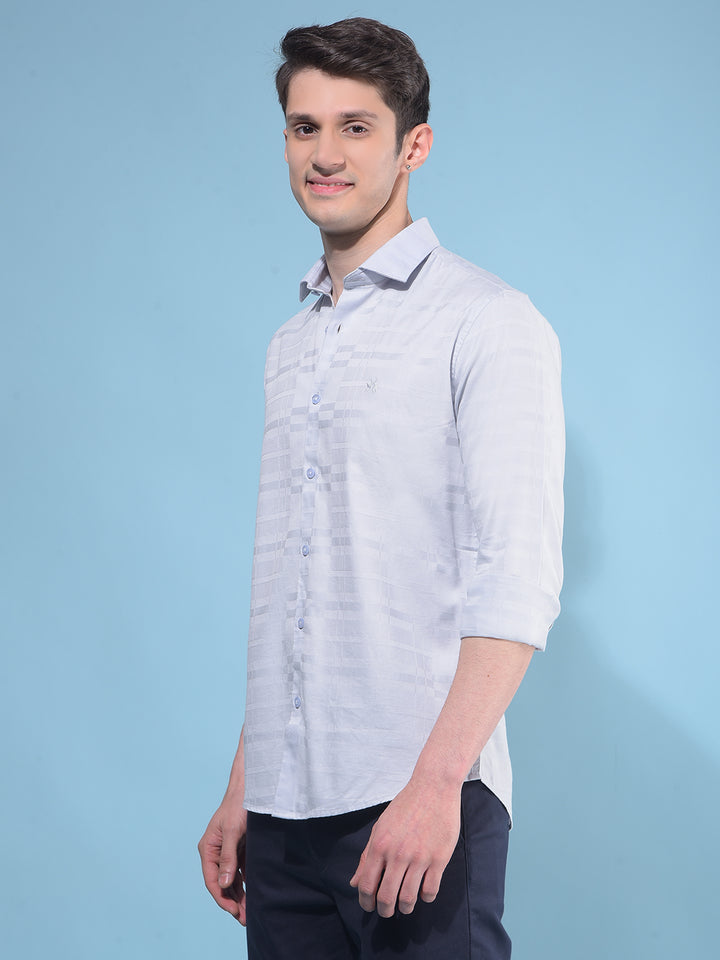 Grey Printed Cotton Shirt-Men Shirts-Crimsoune Club