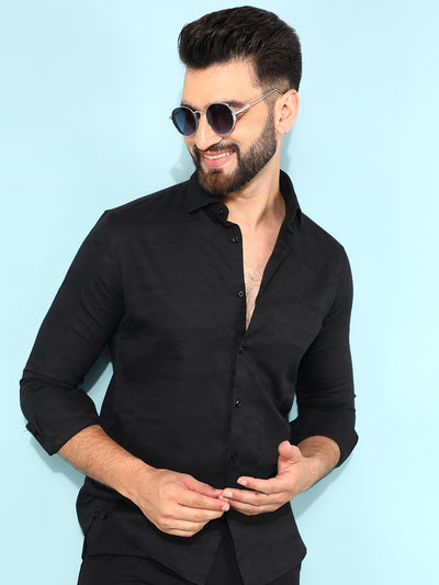 Black Horizontal Striped Shirt-Men Shirts-Crimsoune Club