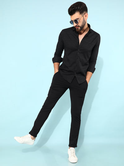 Black Horizontal Striped Shirt-Men Shirts-Crimsoune Club