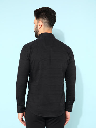 Black Horizontal Striped Shirt-Men Shirts-Crimsoune Club
