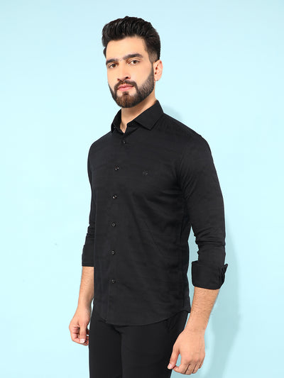 Black Horizontal Striped Shirt-Men Shirts-Crimsoune Club