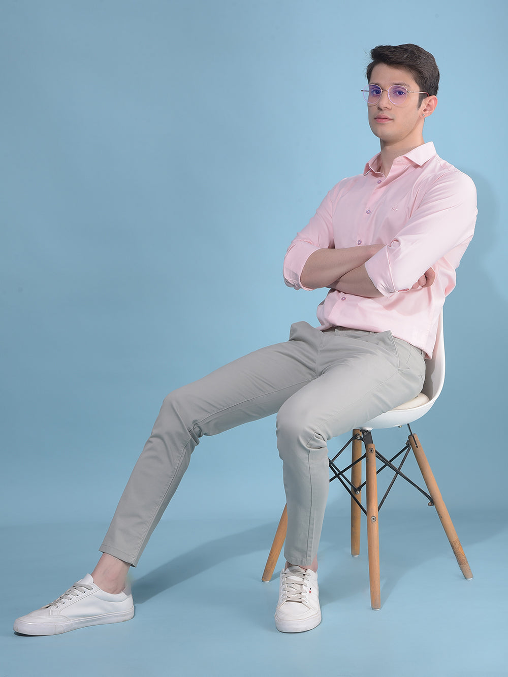 Pink Cotton Stretchable Shirt-Men Shirts-Crimsoune Club