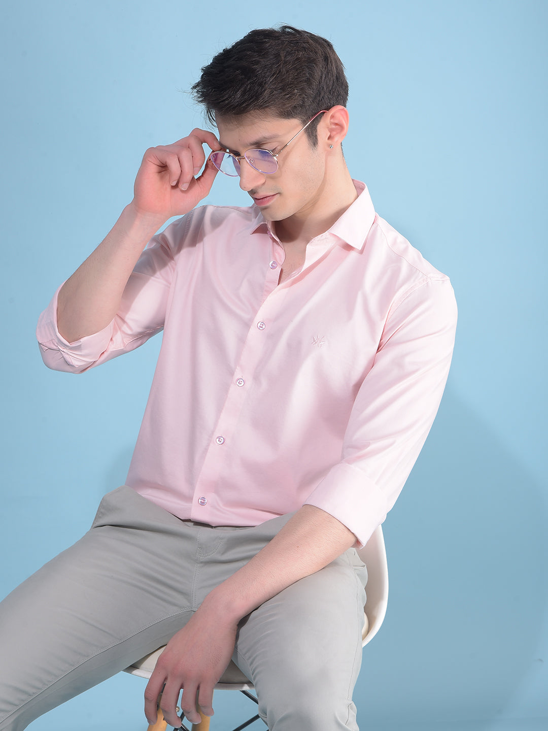Pink Cotton Stretchable Shirt-Men Shirts-Crimsoune Club