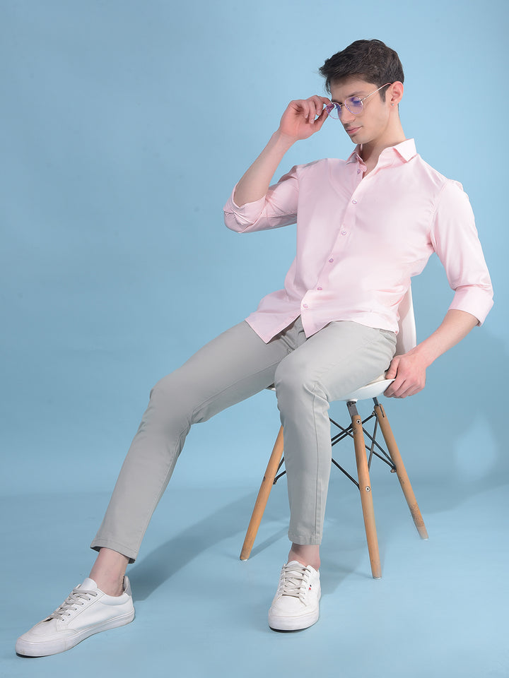Pink Cotton Stretchable Shirt-Men Shirts-Crimsoune Club