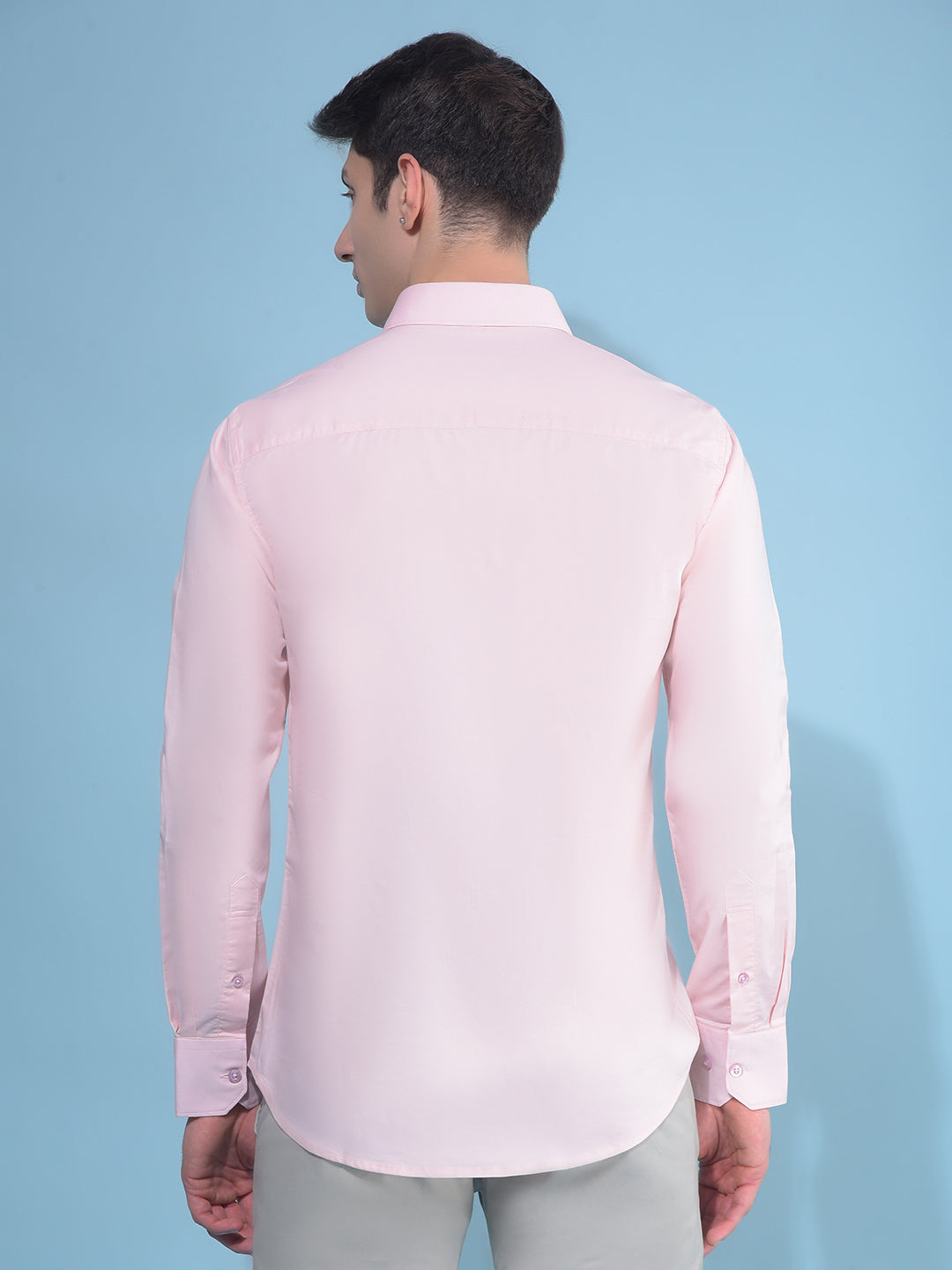 Pink Cotton Stretchable Shirt-Men Shirts-Crimsoune Club