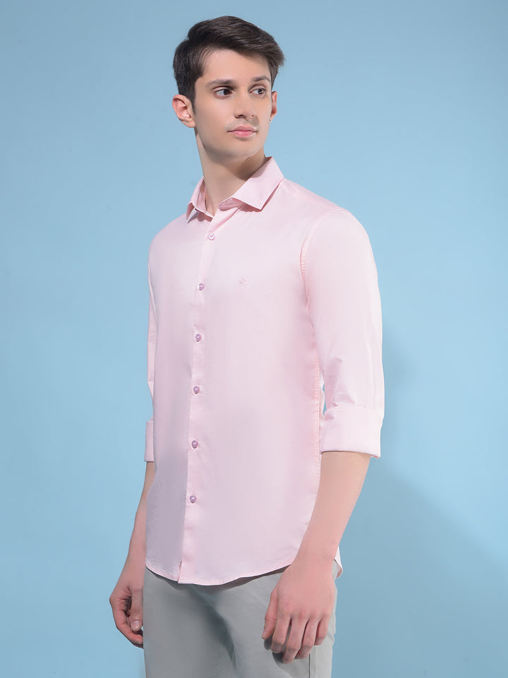 Pink Cotton Stretchable Shirt-Men Shirts-Crimsoune Club
