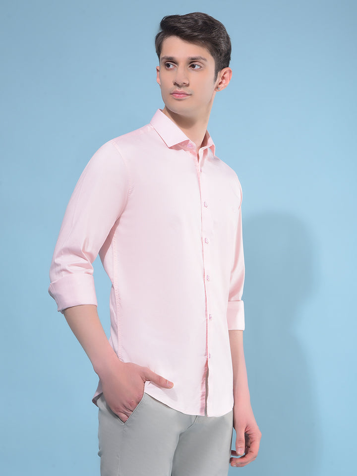 Pink Cotton Stretchable Shirt-Men Shirts-Crimsoune Club