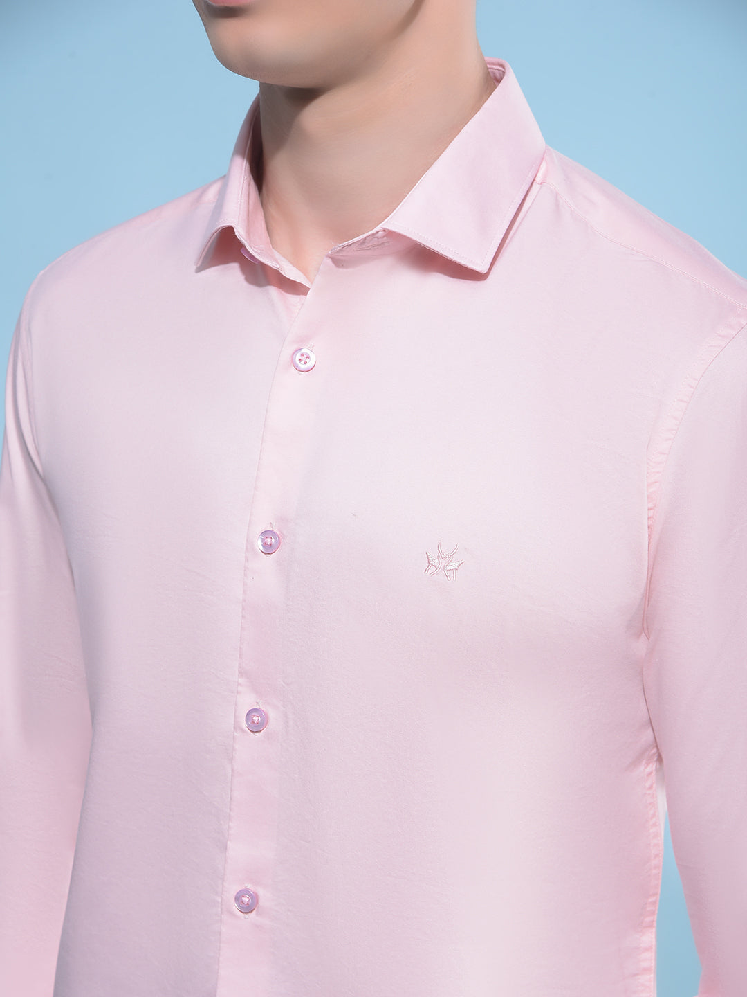 Pink Cotton Stretchable Shirt-Men Shirts-Crimsoune Club