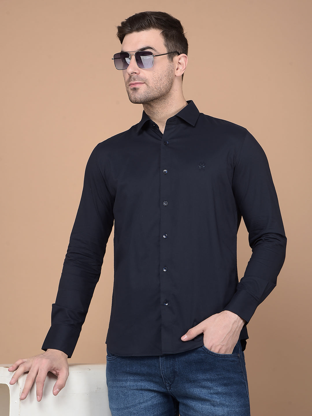Navy Blue Shirt-Men Shirts-Crimsoune Club