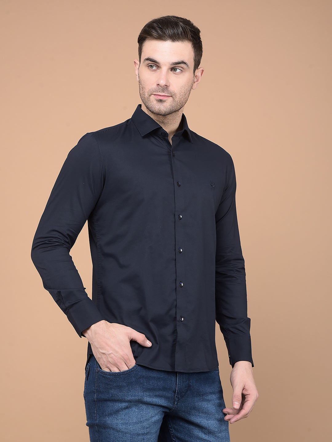 Navy Blue Shirt-Men Shirts-Crimsoune Club