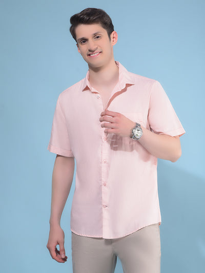 Peach Printed 100% Cotton Shirt-Men Shirts-Crimsoune Club