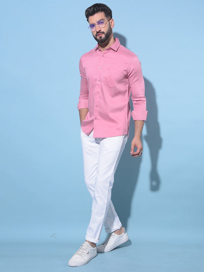 Pink Cotton Shirt-Men Shirts-Crimsoune Club