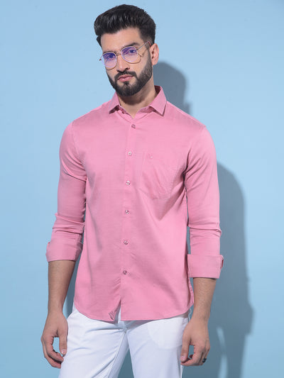 Pink Cotton Shirt-Men Shirts-Crimsoune Club