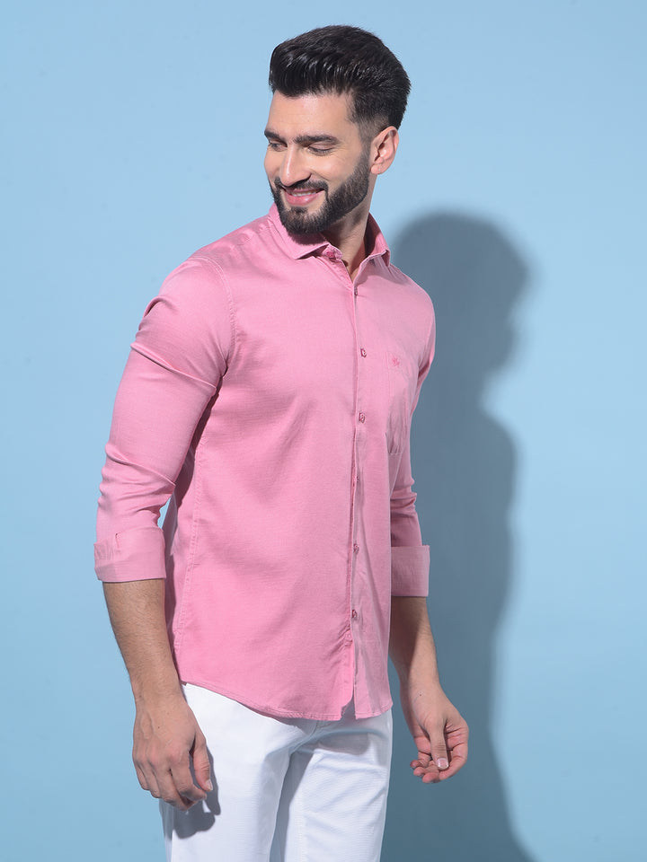 Pink Cotton Shirt-Men Shirts-Crimsoune Club