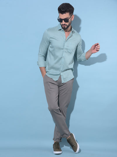 Green Cotton Shirt-Men Shirts-Crimsoune Club