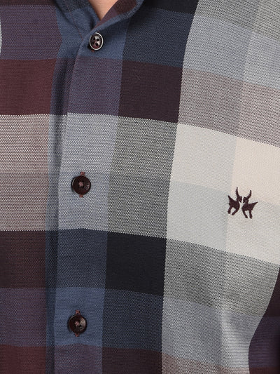 Brown Checked 100% Cotton Shirt-Men Shirts-Crimsoune Club