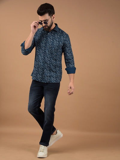 Olive Printed Shirt-Men Shirts-Crimsoune Club