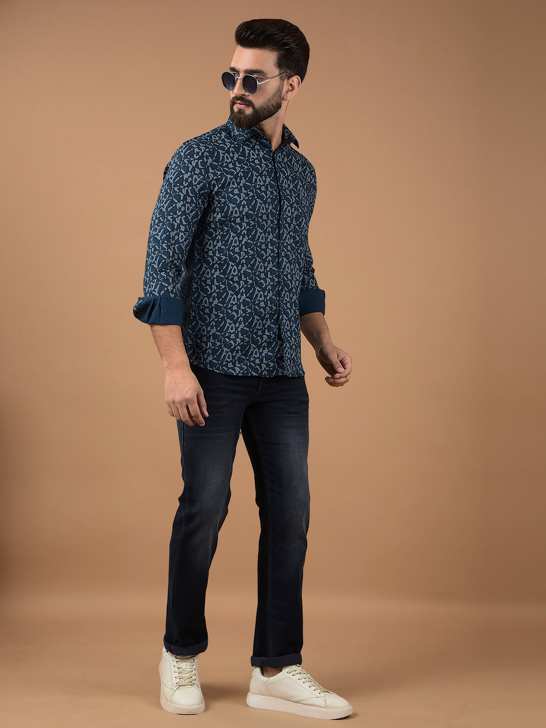 Olive Printed Shirt-Men Shirts-Crimsoune Club