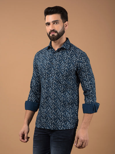 Olive Printed Shirt-Men Shirts-Crimsoune Club