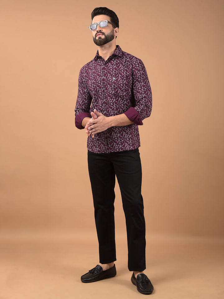 Blue Printed Shirt-Men Shirts-Crimsoune Club