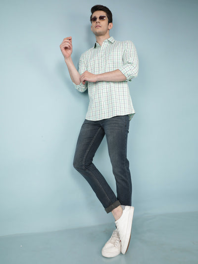 Green Checkered 100% Cotton Shirt-Men Shirts-Crimsoune Club