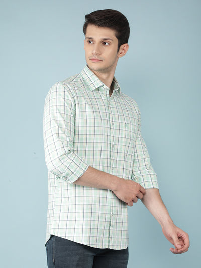 Green Checkered 100% Cotton Shirt-Men Shirts-Crimsoune Club