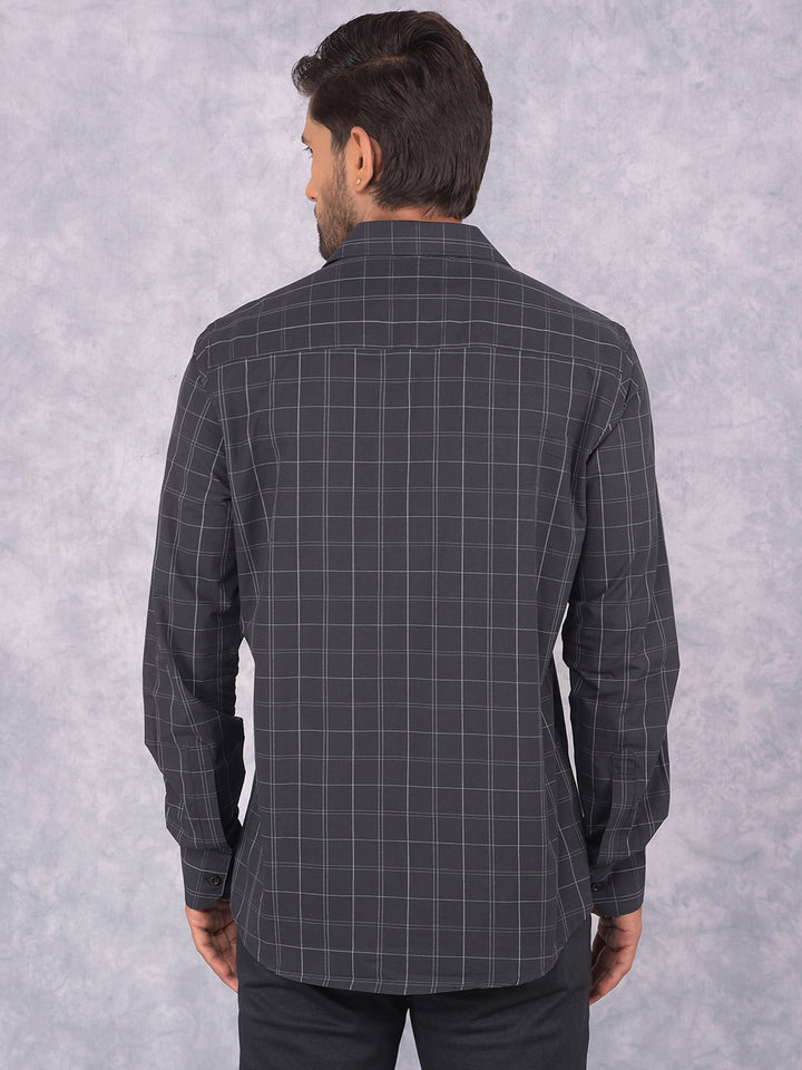 Black Checked 100% Cotton Shirt-Men Shirts-Crimsoune Club