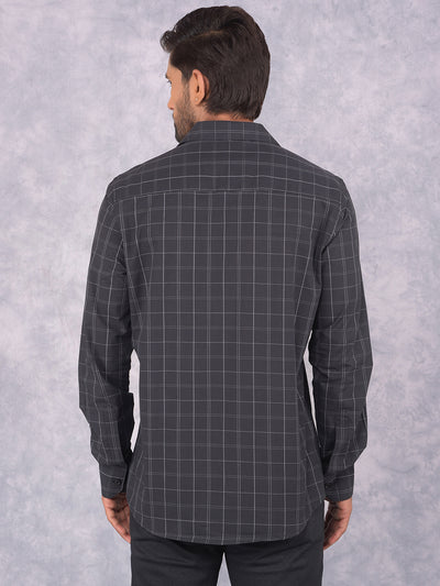 Black Checked 100% Cotton Shirt-Men Shirts-Crimsoune Club
